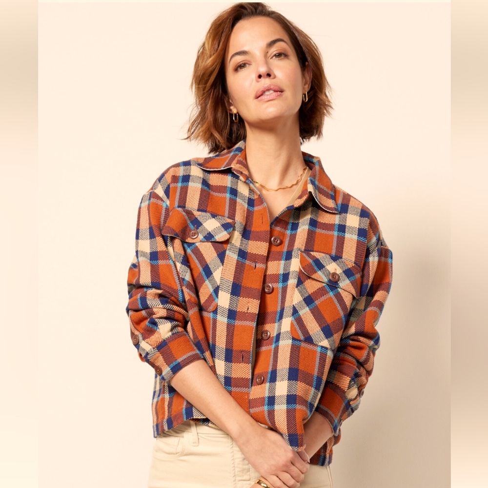 NWT Faherty Surf Flannel Overshirt in Hunter Umber Plaid size L